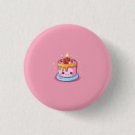 Bóton Redondo 2.54cm Kawaii crachá/botão/distintivo de bolo rosa