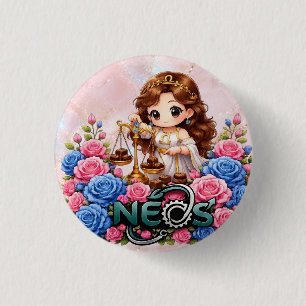 Bóton Redondo 2.54cm Kawaii Zodíaco Neos Libra