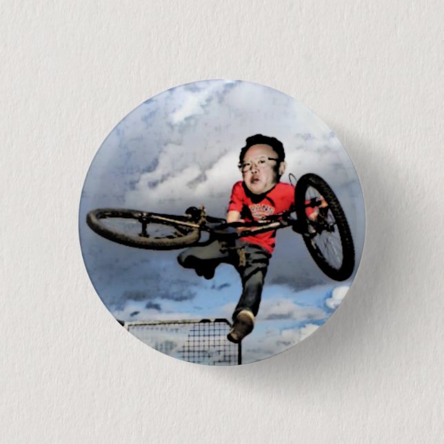 Bóton Redondo 2.54cm Kim Jong-il BMX - Pin (Frente)