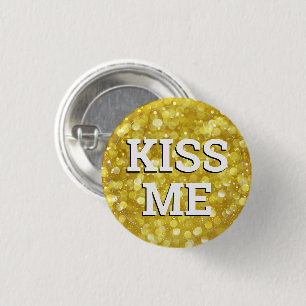 Bóton Redondo 2.54cm KISS ME fun Button / Retro Party - Gold