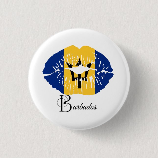 Bóton Redondo 2.54cm Lábios de bandeira Barbados  (Frente)