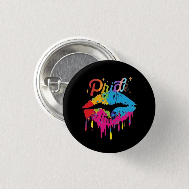 Bóton Redondo 2.54cm Lábios Pride Rainbow | LGBTQ | LÁBIOS (Frente & Verso)