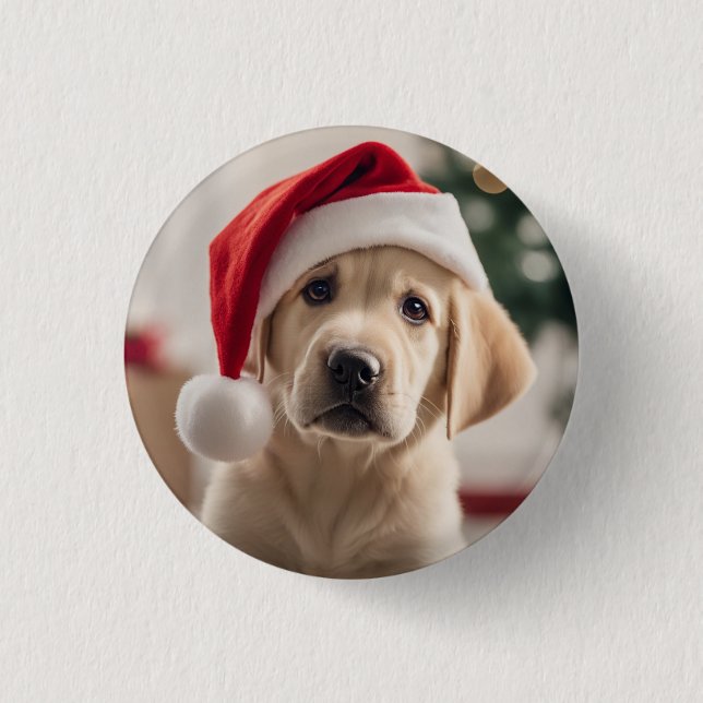 Bóton Redondo 2.54cm Labrador Retriever Christmas (Frente)