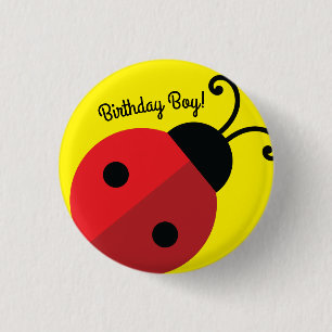 Bóton Redondo 2.54cm Lady Bug Festa de primeiro aniversario