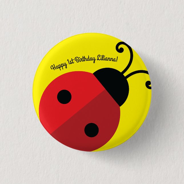 Bóton Redondo 2.54cm Lady Bug Festa de primeiro aniversario (Frente)