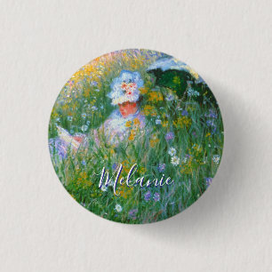 Bóton Redondo 2.54cm Lady Claude Monet Painting Dans La Prairie