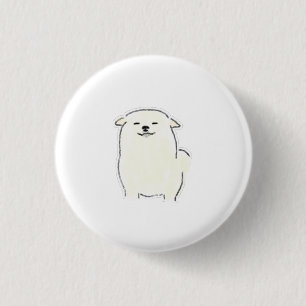Bóton Redondo 2.54cm Lápis de Cachorro Branco Fofo Sorridente