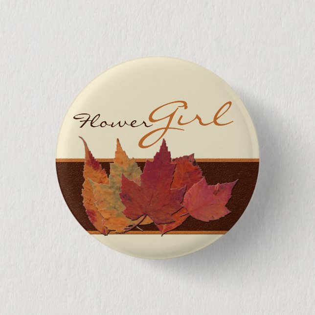 Bóton Redondo 2.54cm Laranja Castanho Folhas Secas De Festa de casament (Frente)