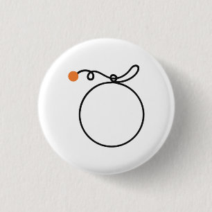 Bóton Redondo 2.54cm Laranja Minimalista Arte de Uma Linha Ponto Laranj