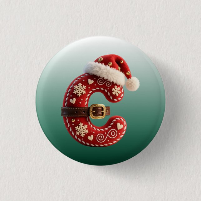 Bóton Redondo 2.54cm Layered Pastel Gold Trim Letter C (Frente)