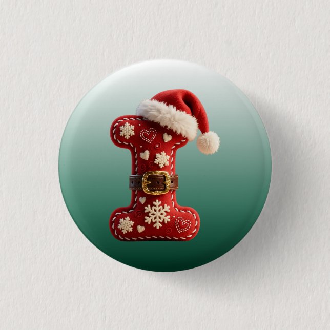 Bóton Redondo 2.54cm Layered Pastel Gold Trim Letter I (Frente)