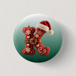 Bóton Redondo 2.54cm Layered Pastel Gold Trim Letter K