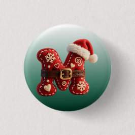 Bóton Redondo 2.54cm Layered Pastel Gold Trim Letter M