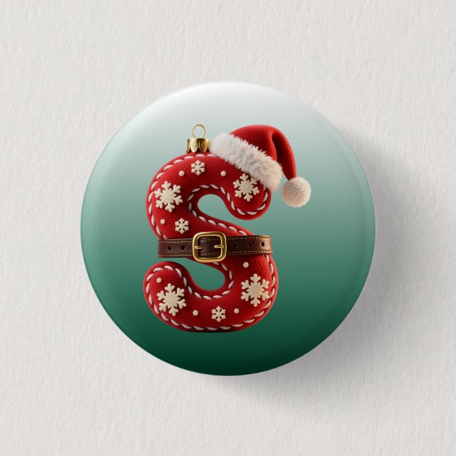 Bóton Redondo 2.54cm Layered Pastel Gold Trim Letter S (Frente)