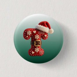 Bóton Redondo 2.54cm Layered Pastel Gold Trim Letter T