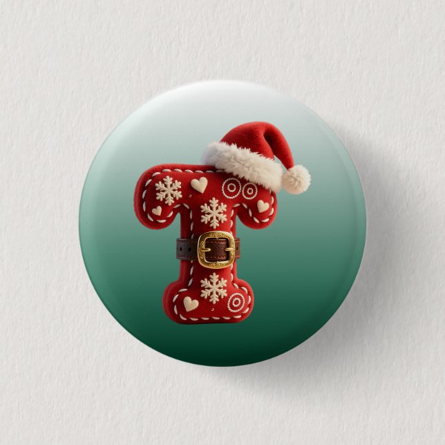 Bóton Redondo 2.54cm Layered Pastel Gold Trim Letter T (Frente)