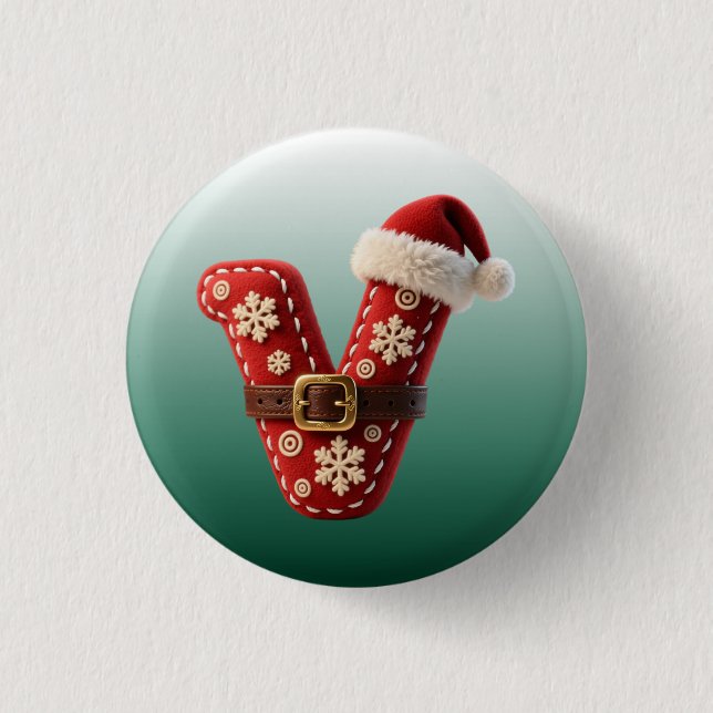 Bóton Redondo 2.54cm Layered Pastel Gold Trim Letter V (Frente)