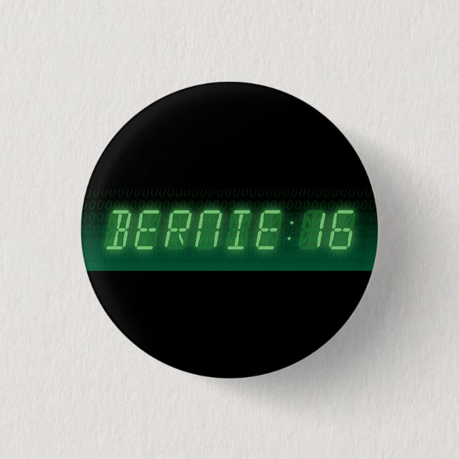 Bóton Redondo 2.54cm Leitura Digital Bernie Sanders (Frente)
