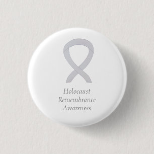 Bóton Redondo 2.54cm Lembrança Holocausto Consciência Branca Fita Pin