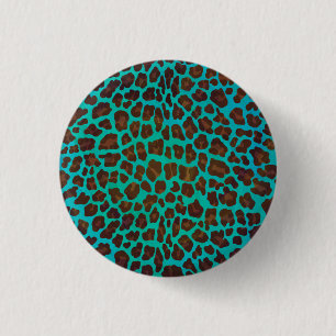 Bóton Redondo 2.54cm Leopard Brown e Teal Impressão