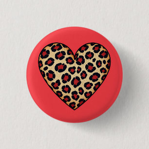 Bóton Redondo 2.54cm Lepard Print Love