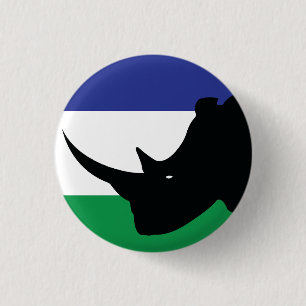 Bóton Redondo 2.54cm Lesoto Black rhino Basotho Bandeira Animal Naciona