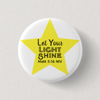 Bóton Redondo 2.54cm Let Your Light Shine Bible Verse Yellow Star
