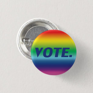 Bóton Redondo 2.54cm Letras azuis "Vote", orgulho lgbtq lgbt arco-íris