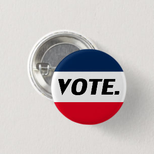 Bóton Redondo 2.54cm Letras pretas "Vote", fundo branco vermelho