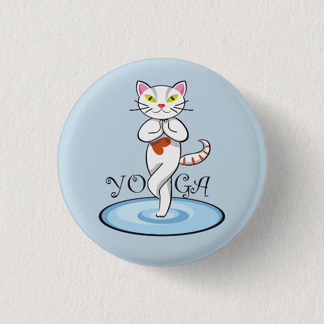 Bóton Redondo 2.54cm Lindo Gato yoga (Frente)
