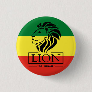 Bóton Redondo 2.54cm Lion of Judah - Haile Selassie - Rastafari Button