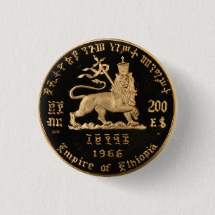 Bóton Redondo 2.54cm Lion of Judah - Haile Selassie Rastafari Button -