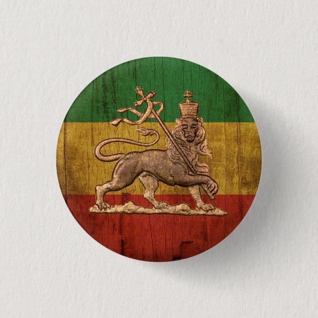 Bóton Redondo 2.54cm Lion of Judah - Haile Selassie Rastafari Button - (Frente)