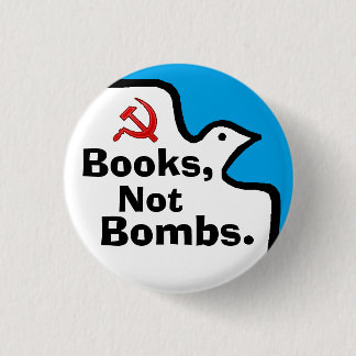 Bóton Redondo 2.54cm "Livros, não bombas." Buton