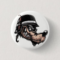 Lobo cartoon com dinamite no capacete alemão
