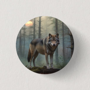 Bóton Redondo 2.54cm Lobo na Floresta