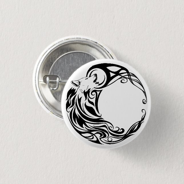 Bóton Redondo 2.54cm Lobo tribal (Frente & Verso)