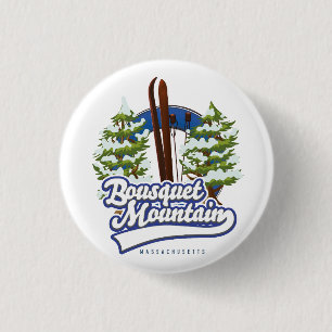 Bóton Redondo 2.54cm logotipo da Bousquet Mountain Massachusetts Ski