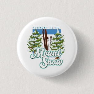 Bóton Redondo 2.54cm Logotipo da Montanha Snow Vermont Ski. Boné Trucke
