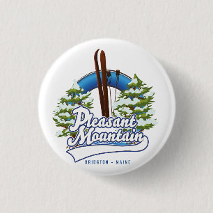 Bóton Redondo 2.54cm logotipo da Pleasant Mountain Ski Bridgton.