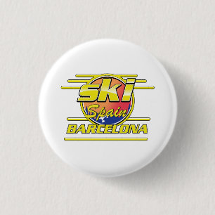 Bóton Redondo 2.54cm logotipo de Barcelona Espanha para esqui