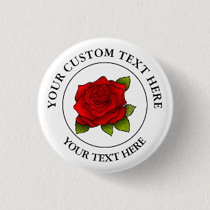 Bóton Redondo 2.54cm Logotipo de Ícone de Texto Personalizado de rosa 