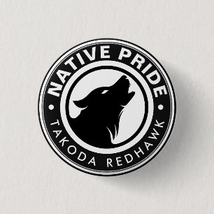 Bóton Redondo 2.54cm Logotipo de Lobo Personalizado Nome Nativo America