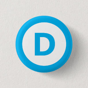 Bóton Redondo 2.54cm Logotipo do Partido Democrático na Turquesa em bra