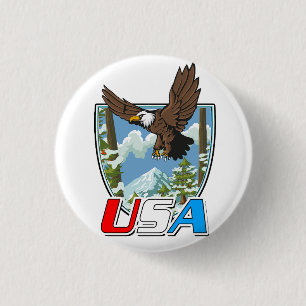 Bóton Redondo 2.54cm logotipo do USA Patriot