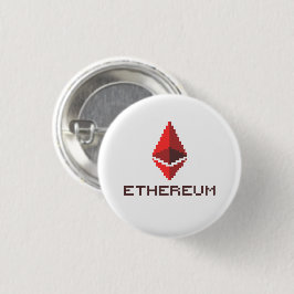 Bóton Redondo 2.54cm Logotipo Vermelho Ethereum ETH 8-Bit | Botão