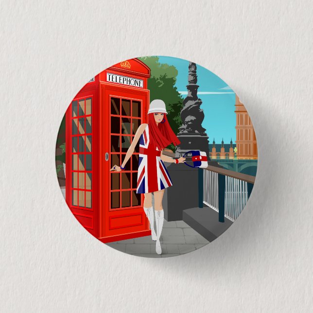 Bóton Redondo 2.54cm London Calling (Frente)