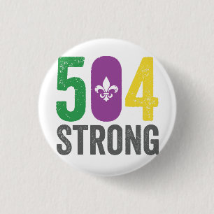 Bóton Redondo 2.54cm Louisiana Strong 504 NOLA Forte Mardi Gras