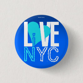 Bóton Redondo 2.54cm Love NYC Live In NYC Button Blue