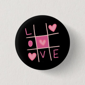 Bóton Redondo 2.54cm Love Tic Tac Toe Pin Button | Valentine's Day Gift